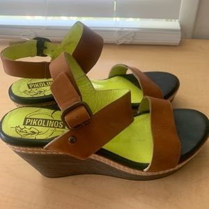Pikolinos leather slingback platform wedge (3in.) sandals size 39